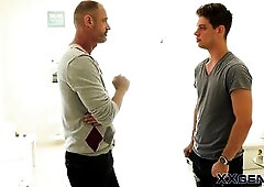 Blond nerdy tgirl butt rammed hard and unfathomable after sucking on aged ramrod