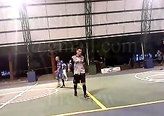 professional footballer relaxes his feet on camera