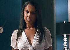 Charles Dera and Cory Chase engage in cage play with Nina White