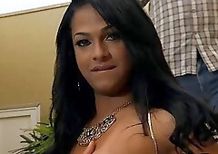 Tight tranny Kelly Costa gives head and anal pounded in bed