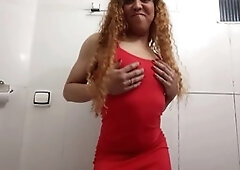 Trans angel doll Angelmature in a crimson scene