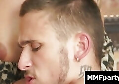 Hot threesome sucks and fucks in bar