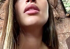 Curvy Latina Tease in Brown Dress