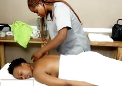 Breasty Amateur Afro Lesbian babes Sexy Massage & Vagina Eating