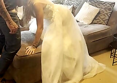 builder gets customer to put her wedding suit on and breeds her previous to spouse gets home