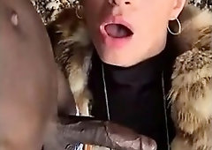 Stunning blonde milf in lingerie takes on a big black dick