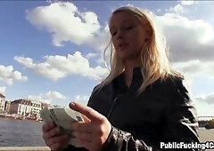 Real non-professional Eurobabe nailed in public for a chunk of money