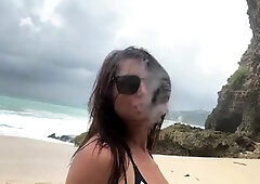 First time amateur brunette solo with dildo