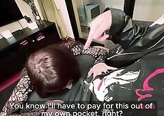 Broke Punk Bitch Has No Money For Food Delivery - Pays With Sloppy Deepthroat Facefuck, Sofa Cunt Ride, Wall Doggy & Footjob Spunk flow!