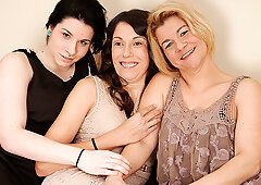 Three Old And Young Lesbians Make Out On The Couch - MatureNL