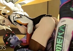 Overwatch futa couple in cowgirl position for some breeding fun