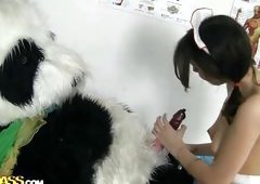 Thin Sexy Young Nurse Cares Of Panda