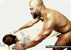 Naughty Melissa Johnson gets a sensual eating out session with a big black cock
