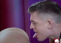 Rimmed masked male sub sucked and stroked by deviant master