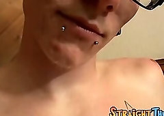 Tattooed straight thug jerks off his cock solo and cums