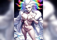Large Breast Fashion Queen Doing a Mating Dance with Her Constricted Shaved Snatch
