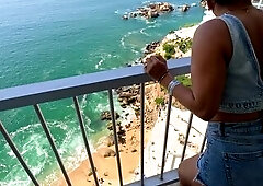Latin chick cutie with large BUTT gets banged in front of the sea in a hotel - MarArcher
