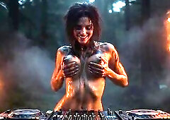 [AI-generated] BARE LESBO WITCHES FUCKFEST Forest Bonfire Bawdy Ash Overspread Bodies, Enormous Bouncing Boobs & Future Rave Sabbat