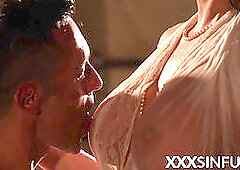 Horny busty vixen enjoys romantic missionary in the pool