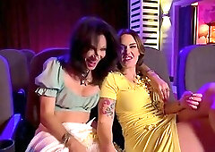 Siri rides and bounces on TS Ariel's she-johnson in the cinema