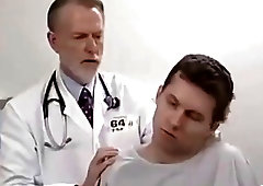 Pervert gay doctor touching younger man footage
