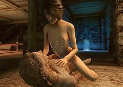 Skyrim - Femboy gets pleasured by a bulky dude.