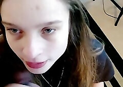 Lesbo roommate sucks wang for rent