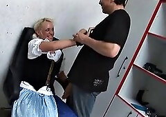 Blonde German babe fucked hard and sprayed with jizz