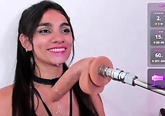 Independent Teen brunette girl toying pussy outdoor