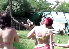 Five older stepmothers having kinky enjoyment at village
