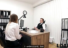 LOAN4K. Czech angel with giant breasts is sucking clerk’s large jock in his office