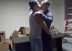 Couple of gay men ass fuck in the office