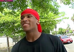 Black bottom fucked by white dick outdoor in anal hole