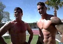 Muscle gay bareback with facial