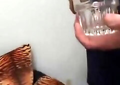 Karina Kay drink cum from a glass