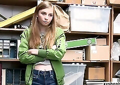 Shoplifter kneels and suck Officers dick