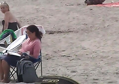 Latina preggo on the beach voyeur video