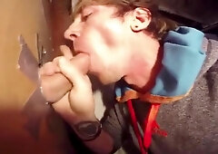 Twink Takes Big Cock at Glory Hole, Gets Mouth Full of Cums