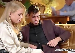 Sexy blonde secretary ditching paper work for big dicks