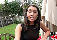 Experience the ultimate British POV with these hot tattooed babes in the backyard