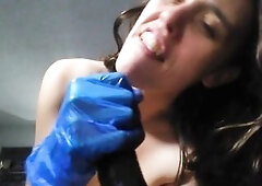 Blue Latex Glove Spit Juicy EBONY VIBRATOR TUGJOB Wicked BAWDY TALK Quarantine Pandemic Social Distance