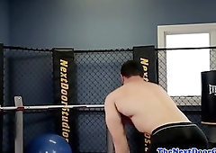 Ripped amateur wanking his cock at the gym