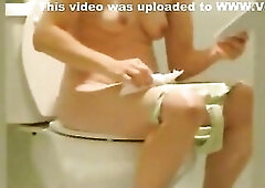 Mother I'd Like To Fuck caught bare in lavatory during the time that peeing