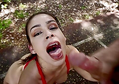 Public Pickups: Katana Kombat blowjob outdoors