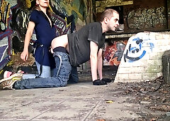 Russia Abandoned Dolphin Pool Public Outdoor Fuck Strapon Her Slave With Anastasia Mistress, Sasha Earth And Mistress Anastasia