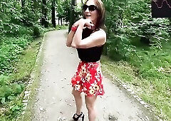 Public flashing in the Park with a Remote Sex Toy.