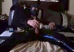 Twink's Kinky Latex Self-Bondage Session with a Sex Toy