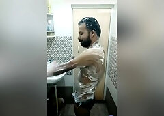 Desi Hairy Guy Taking Bath