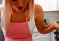 Aroused blonde desperately needed a good fuck as soon as possible, even in the kitchen
