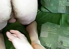 Experienced woman is fingering and fisting her lover's ass and listening to his moans and sighs